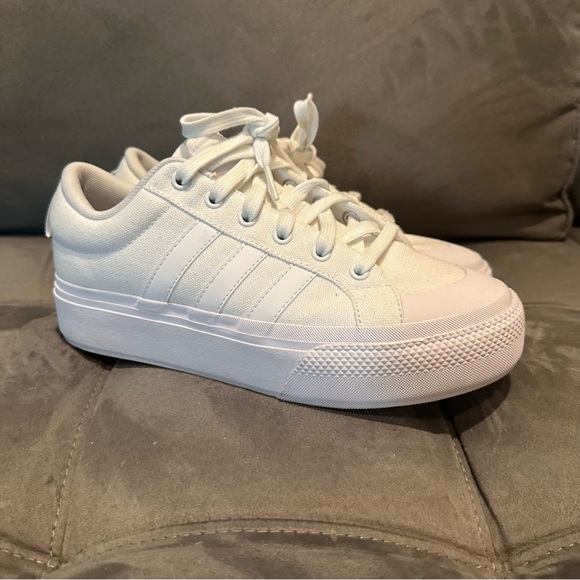 Adidas White Platform Sneakers with Chunky Sole - Picture 1 of 5